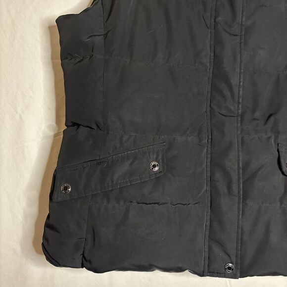 Talbots Women's Puffer Vest Duck Down Fill Large Black Pockets Full Zip No Hood - Picture 5 of 15